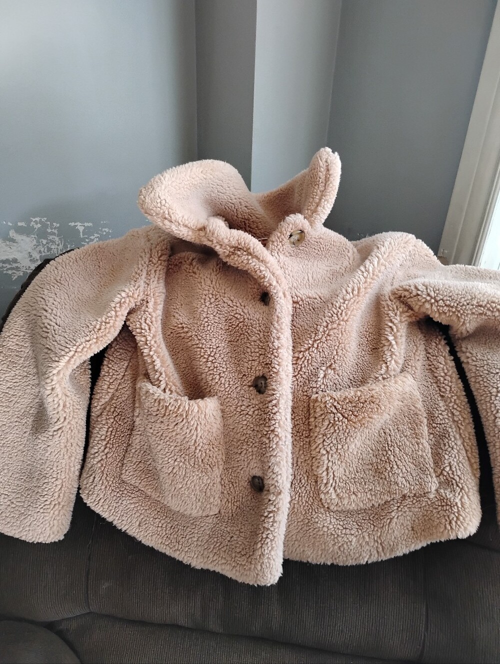 Everly Plush Sherpa Kids Jacket - Beige